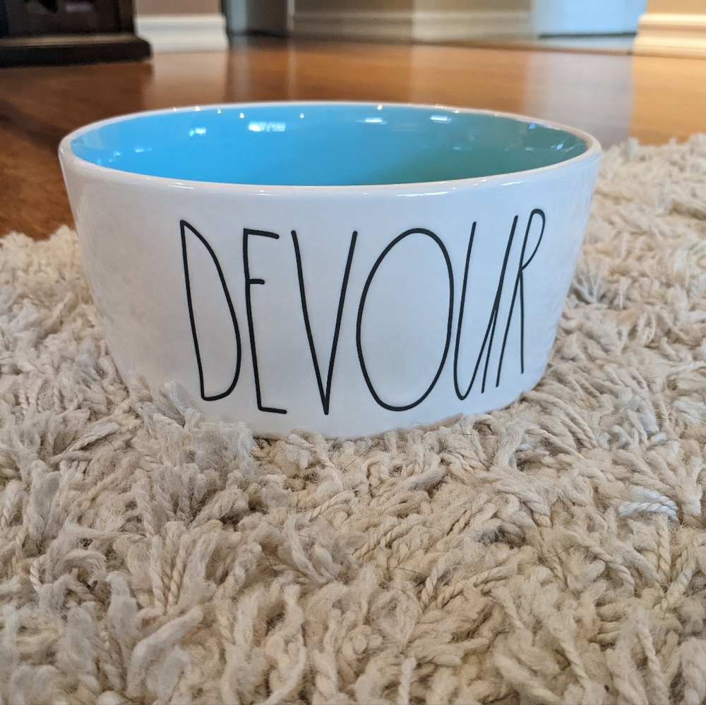 Rae Dunn pet bowl "devour"